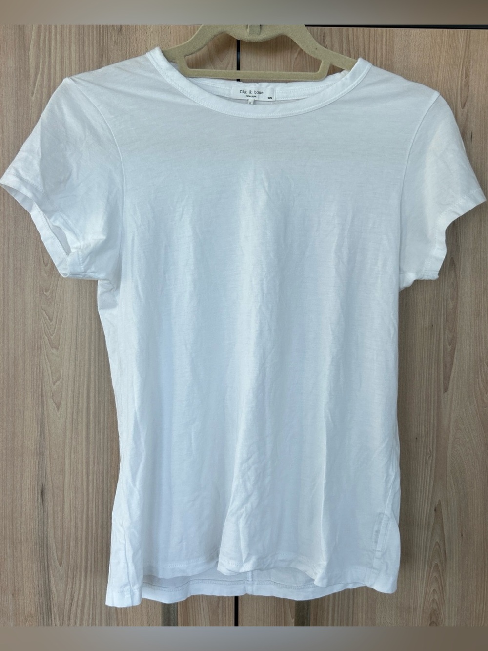 rag & bone Women’s Medium White Crew Neck T‑Shirt Back Seam Tee Stretch